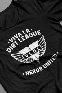 VLDL logo with wings shirt design on black shirt